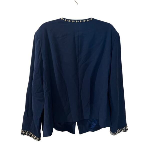 NWT Midnight Velvet Skirt Blazer Set Navy Pearl-Embellished Ensemble 24W - Picture 3 of 7